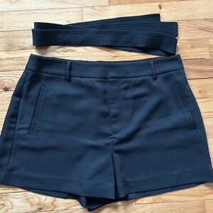 Nine West Belted Flat Front Black Shorts